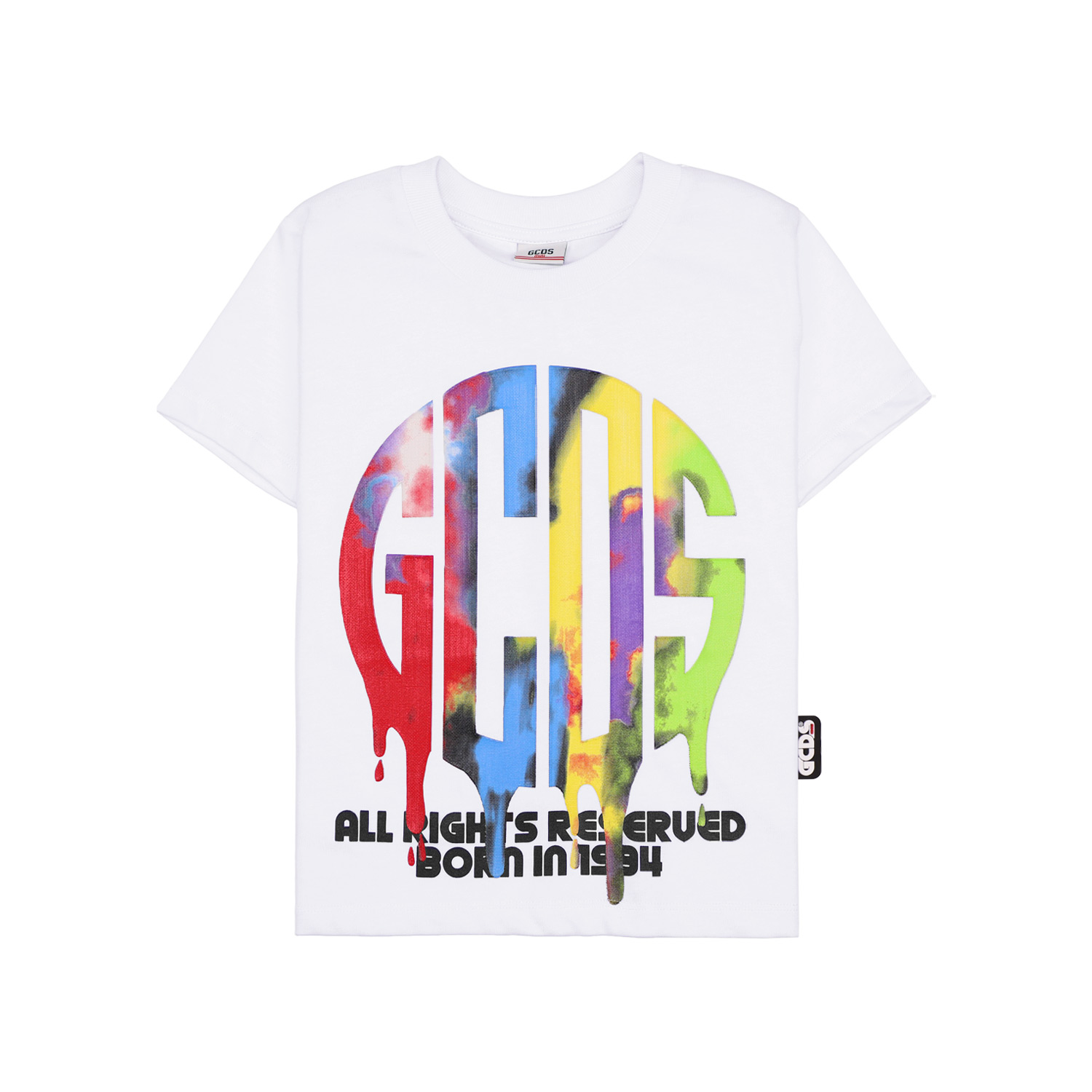 GCDS kids rainbow graffiti logo print T-shirt white