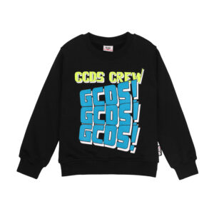 GCDS kids blue-logo fleece sweatshirt black