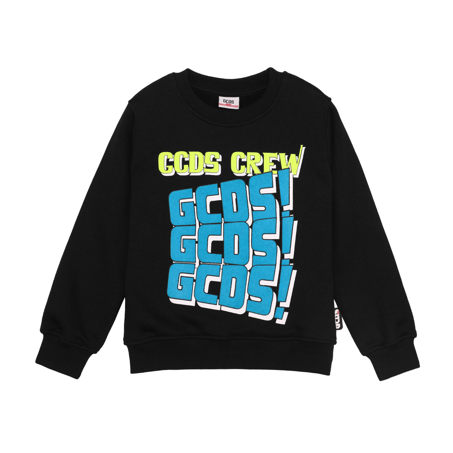 GCDS kids blue-logo fleece sweatshirt black