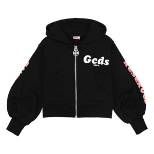 GCDS kids floral logo fleece zip up hoodie