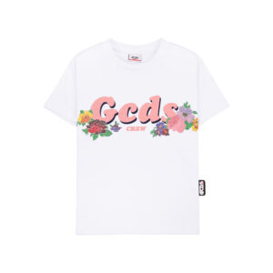 GCDS kids floral logo T-shirt white