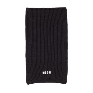 msgm knitted wool scarf black