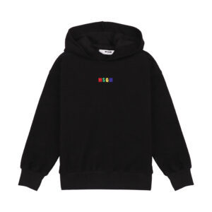 msgm logo embroidered hoodie black