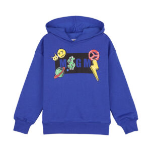 msgm kids comic print hoodie royal blue