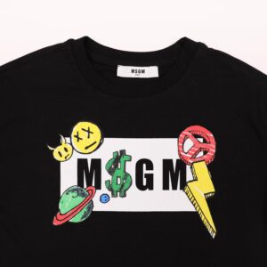 msgm kids comic print cotton T-shirt black
