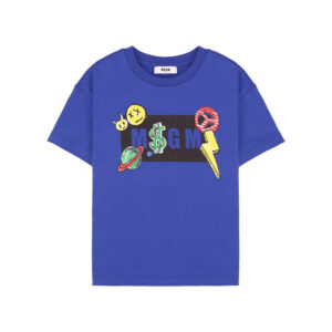 msgm kids comic print T-shirt royal blue