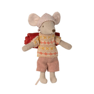 maileg Hiker Mouse Big Sister w. Pink Scarf