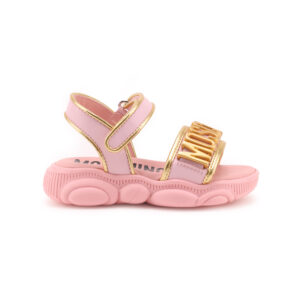 moschino logo sandals pink and gold au