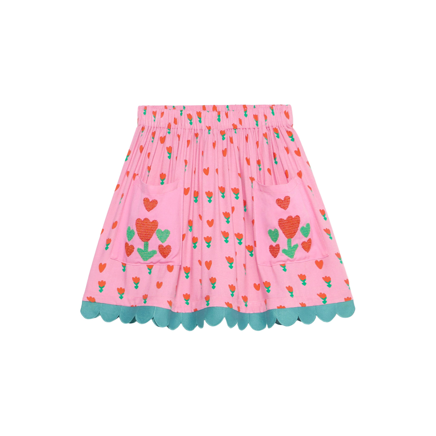 stella mccartney kids tulip print skater skirt pink