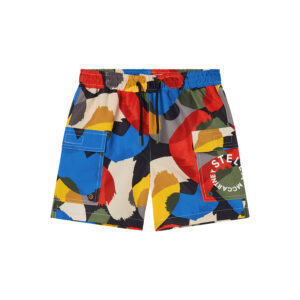 stella mccartney kids smudge print colourblock swim shorts
