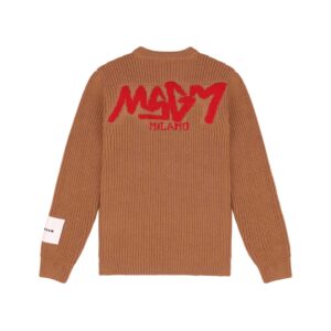 msgm-kids brown sweater with red logo