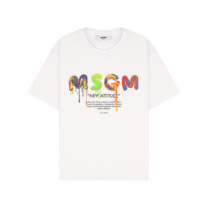 msgm-kids liquid colour effect print t-shirt white