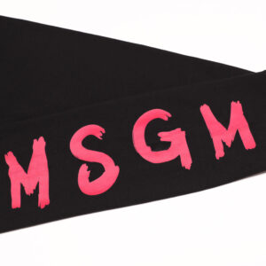 msgm-kids fuchsia logo on black leggings