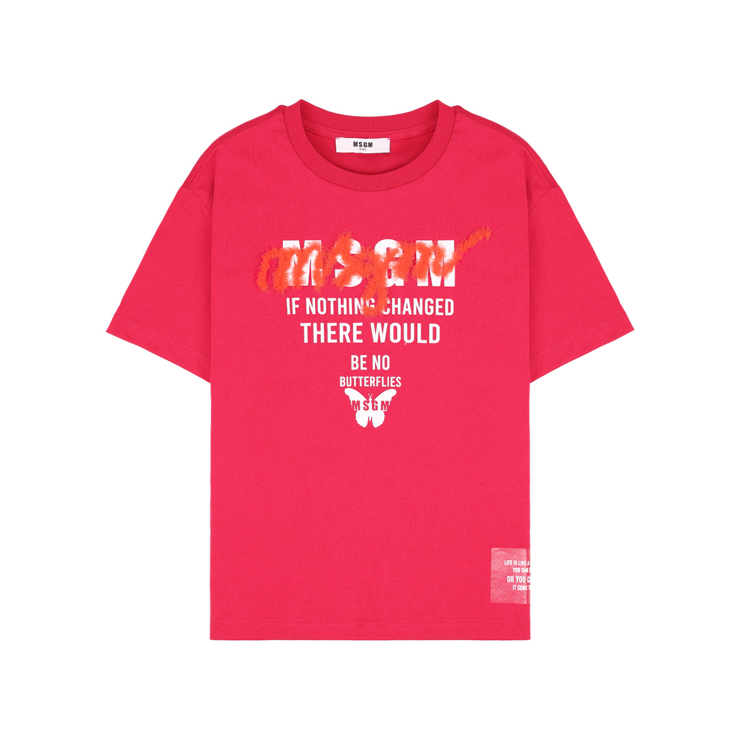 msgm-kids fuchsia t-shirt with lace logo