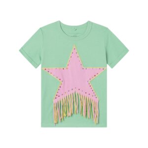 pink star t-shirt in green by stella mccartney kids