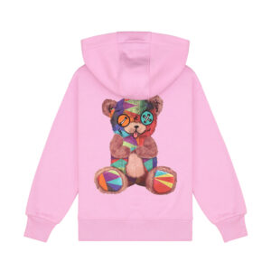 barrow kids bear print hoodie pink