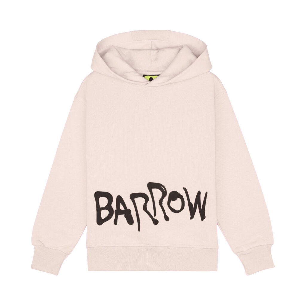 barrow kids bear print hoodie ivory