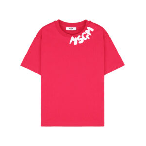 msgm logo neckline t-shirt pink